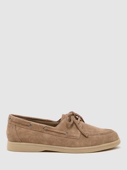 Reiss Lola Suede Boat Shoes, Light Brown, Light Brown