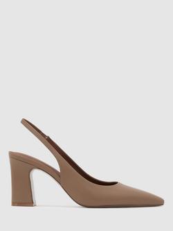 Reiss Lorena Leather Court Shoes, Taupe, Taupe