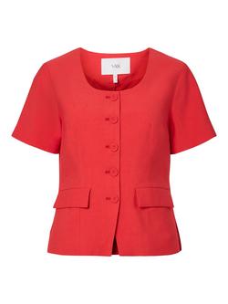 YAS Birmo Short Sleeve Blazer, Poinsettia, Poinsettia
