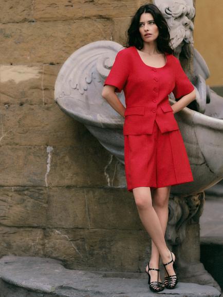 YAS Birmo Short Sleeve Blazer, Poinsettia, Poinsettia