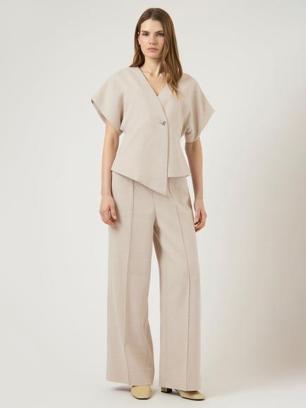 YAS Comira Seam Detail Trousers, Oatmeal, Oatmeal