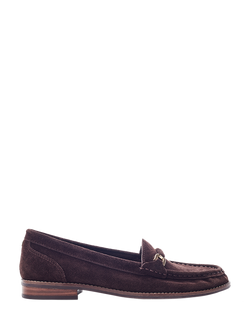 Moda in Pelle Emella Suede Snaffle Trim Loafers, Black, Dark Brown