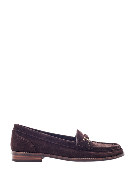 Moda in Pelle Emella Suede Snaffle Trim Loafers, Dark Brown