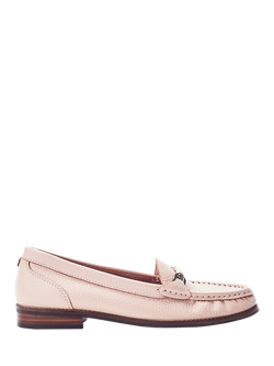 Moda in Pelle Emella Leather Snaffle Trim Loafers, Pewter, Light Pink