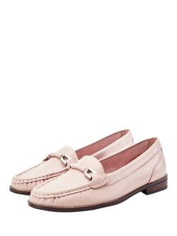 Moda in Pelle Emella Leather Snaffle Trim Loafers, Pewter - view 2, Light Pink