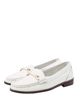 Moda in Pelle Emella Leather Snaffle Trim Loafers, Pewter - view 2, White