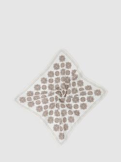 Reiss Gian Silk Pocket Square, White/Brown - view 2, White/Brown