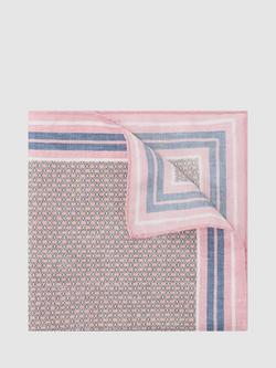 Reiss Curzio Geometric Print Silk Handkerchief, Soft Pink, Soft Pink