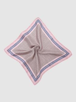 Reiss Curzio Geometric Print Silk Handkerchief, Soft Pink - view 2, Soft Pink