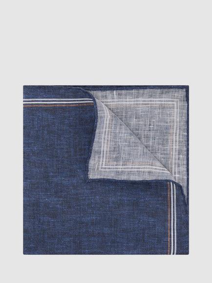 Reiss Claudio Plain Linen Pocket Square, Navy, Navy