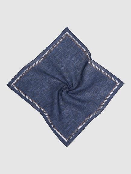 Reiss Claudio Plain Linen Pocket Square, Navy - view 2, Navy
