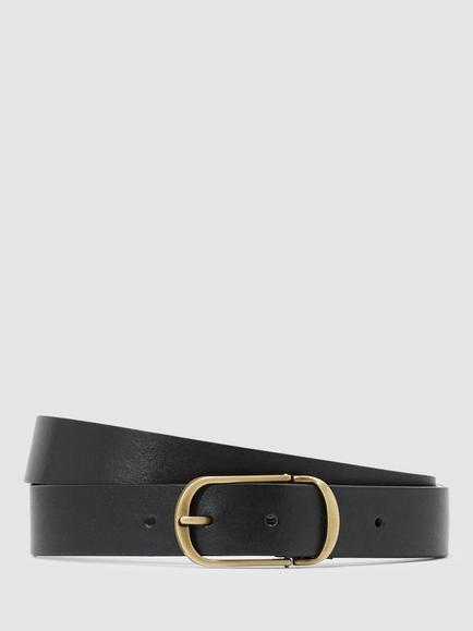 Reiss Zeke Smooth Leather Belt, Belt, Black