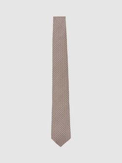 Reiss Cenzo Mirco Paisley Print Silk Tie, Camel, Camel