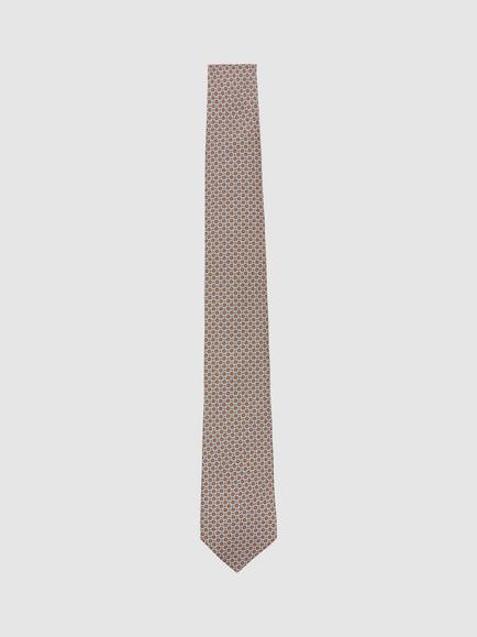 Reiss Cenzo Mirco Paisley Print Silk Tie, Camel, Camel