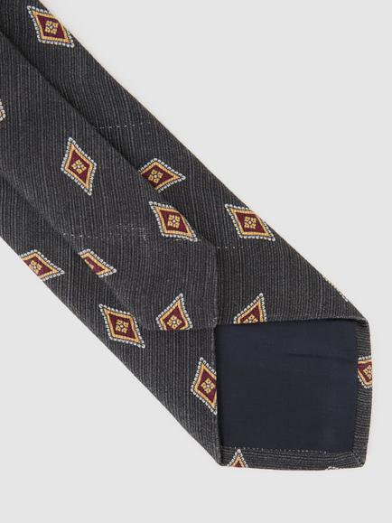 Reiss Decio Diamond Medallion Silk Tie, Navy - view 2, Navy