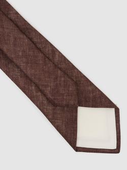 Reiss Luciano Plain Linen Tie, Chocolate - view 2, Chocolate