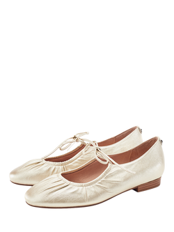 Moda in Pelle Faydra Ruched Mary Janes, Gold - view 2, Gold