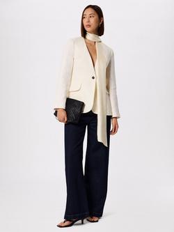 Whistles Collarless Pure Linen Blazer, White