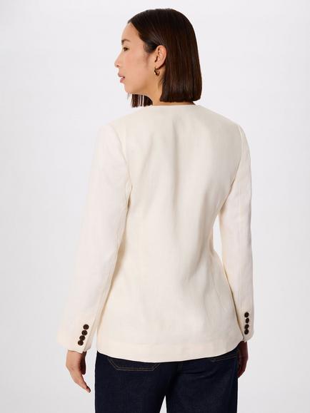 Whistles Collarless Pure Linen Blazer - view 2, White