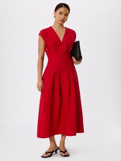 Whistles Petite Panelled Midi Dress, Red, Red
