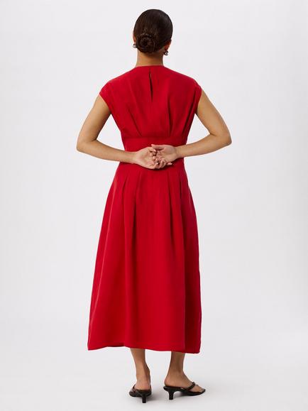 Whistles Petite Panelled Midi Dress, Red - view 2, Red