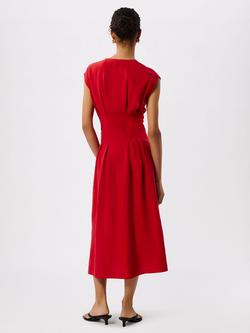 Whistles Pintuck Panel Midi Dress, Red - view 2, Red