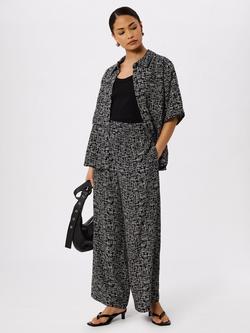 Whistles Petite Woven Grid Cropped Trousers containing LENZING™ ECOVERO™ Viscose, Black/Multi, Black/Multi