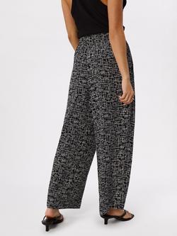 Whistles Petite Woven Grid Cropped Trousers containing LENZING™ ECOVERO™ Viscose, Black/Multi - view 2, Black/Multi