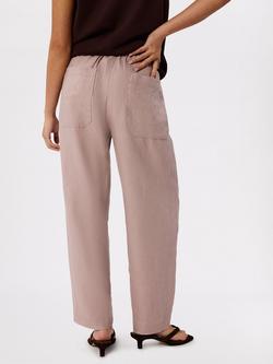 Whistles Petite Barrel Leg Pure Linen Trousers, Pink - view 2, Pink