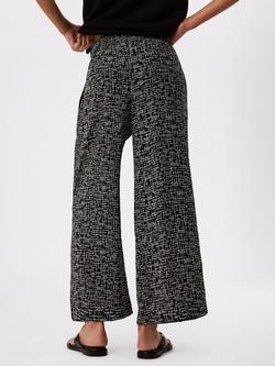 Whistles Woven Grid Cropped Trousers containing LENZING™ ECOVERO™ Viscose, Black/Multi - view 2, Black/Multi