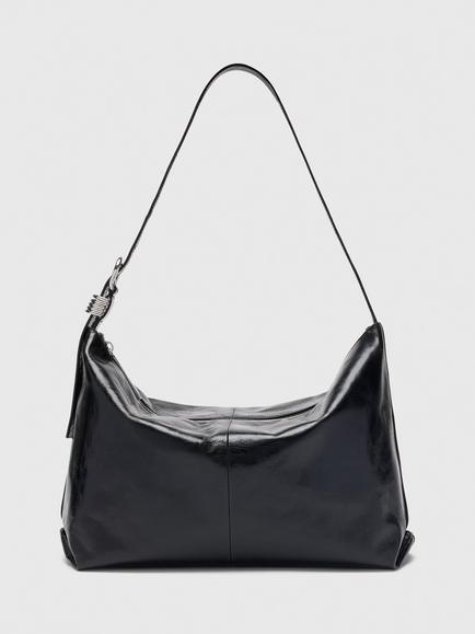 Whistles Ring Detail Pure Leather Shoulder Bag, Black, Black