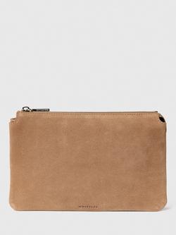 Whistles Elita Suede Pouch Clutch Bag, Taupe, Taupe