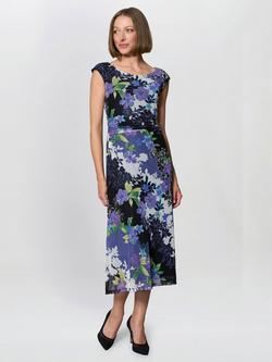 Gina Bacconi Floral Cape Sleeve Dress, Multi, Multi