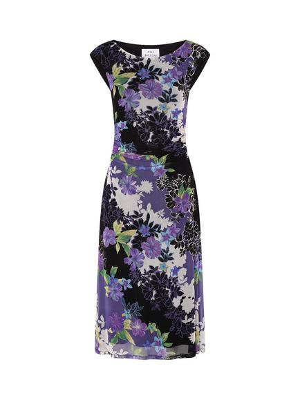 Gina Bacconi Floral Cape Sleeve Dress, Multi - view 2, Multi