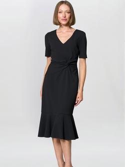 Gina Bacconi V-Neck Twist Detail Midi Dress, Black, Black