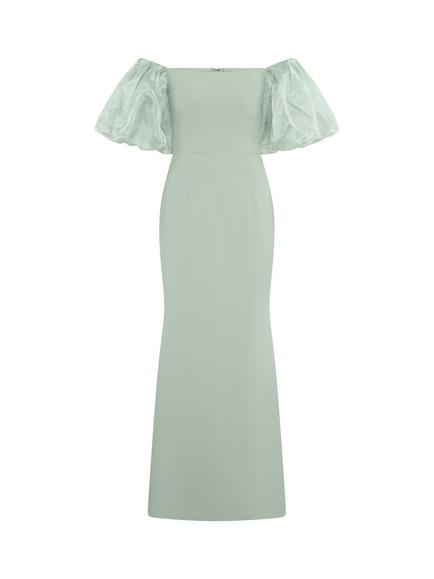 Gina Bacconi Indigo Puff Sleeve Maxi Dress, Sage - view 2, Sage