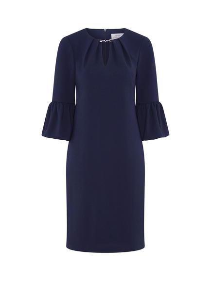 Gina Bacconi Ivana Ruffle Sleeve Dress, Navy - view 2, Navy