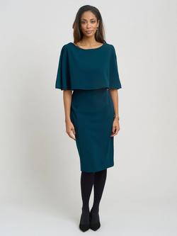 Gina Bacconi Gillian Overlay Cape Dress, Dark Green, Dark Green