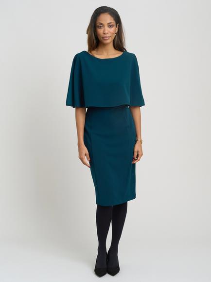 Gina Bacconi Gillian Overlay Cape Dress, Dark Green, Dark Green