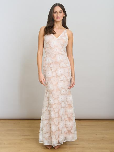 Gina Bacconi Eleni Embroidered Maxi Dress, White, White