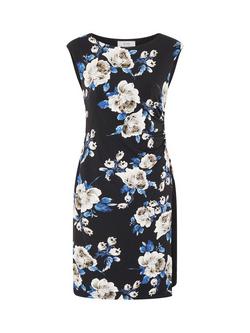 Gina Bacconi Boat Neck Floral Dress, Black/Multi - view 2, Black/Multi