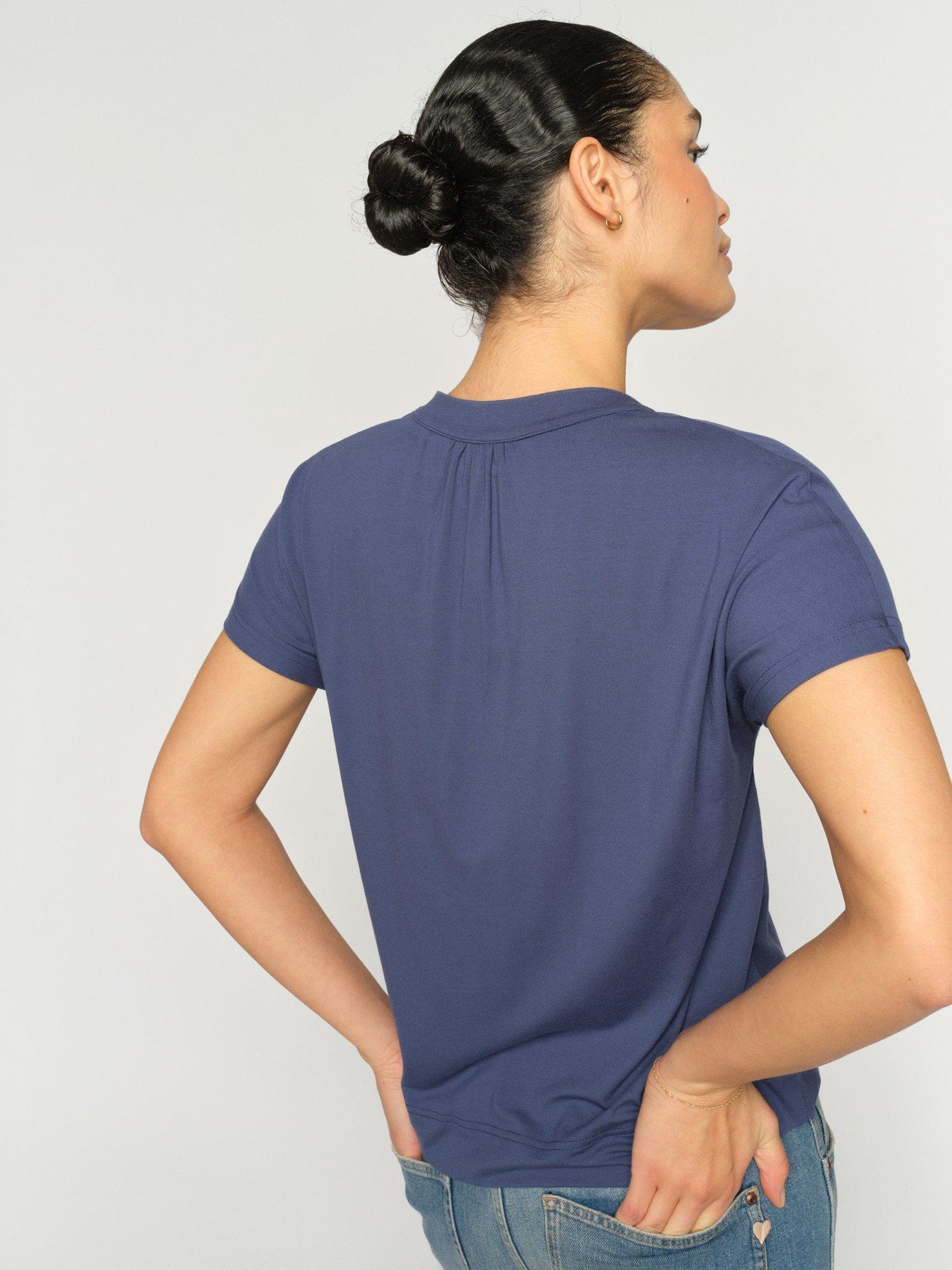 MOS MOSH Shira V-Neck Pleat Top containing LENZING™ ECOVERO