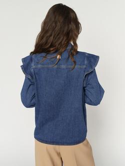 MOS MOSH Irina Ruffle Denim Shirt, Dark Blue - view 2, Dark Blue
