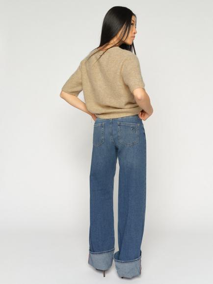 MOS MOSH Dara Turn Up Jeans, Mid Blue - view 2, Mid Blue