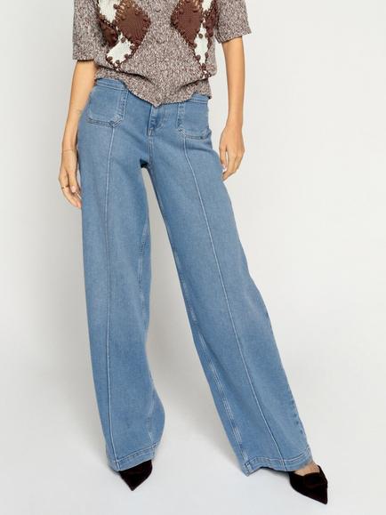 MOS MOSH Colette Lyon Wide Leg Jeans, Mid Blue, Mid Blue