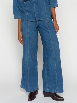 MOS MOSH Verone Crispy Wide Leg Jeans, Mid Blue, Mid Blue