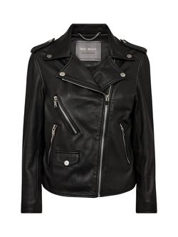 MOS MOSH Mitchel Pure Leather Biker Jacket, Black, Black