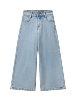 Benetton Kids' Marine Wide Leg Denim Jeans, Sky Blue, Sky Blue