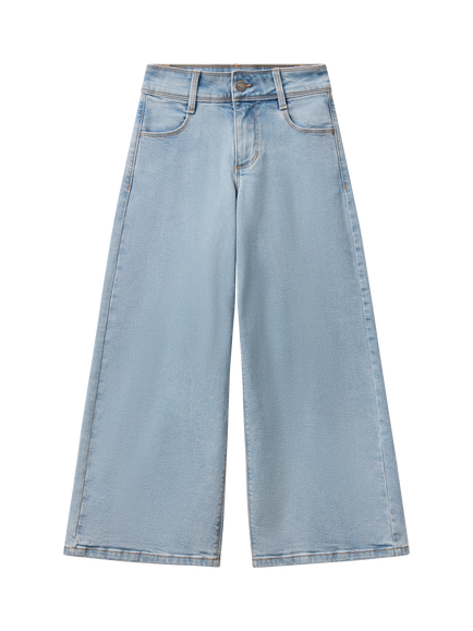 Benetton Kids' Marine Wide Leg Denim Jeans, Sky Blue, Sky Blue