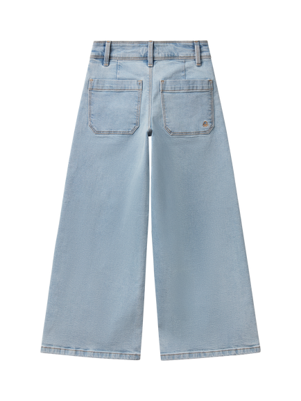 Benetton Kids' Marine Wide Leg Denim Jeans, Sky Blue - view 2, Sky Blue